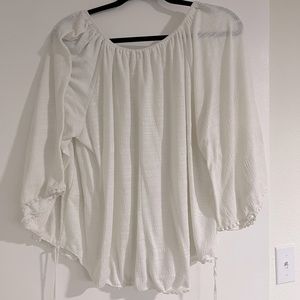 Drop Shoulder Flowy White Blouse
